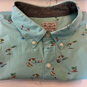 J. Crew Light Blue Shirt with Umbrella Print